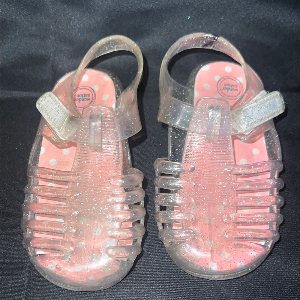 Clear Sparkly Jelly Sandals with Cage Design